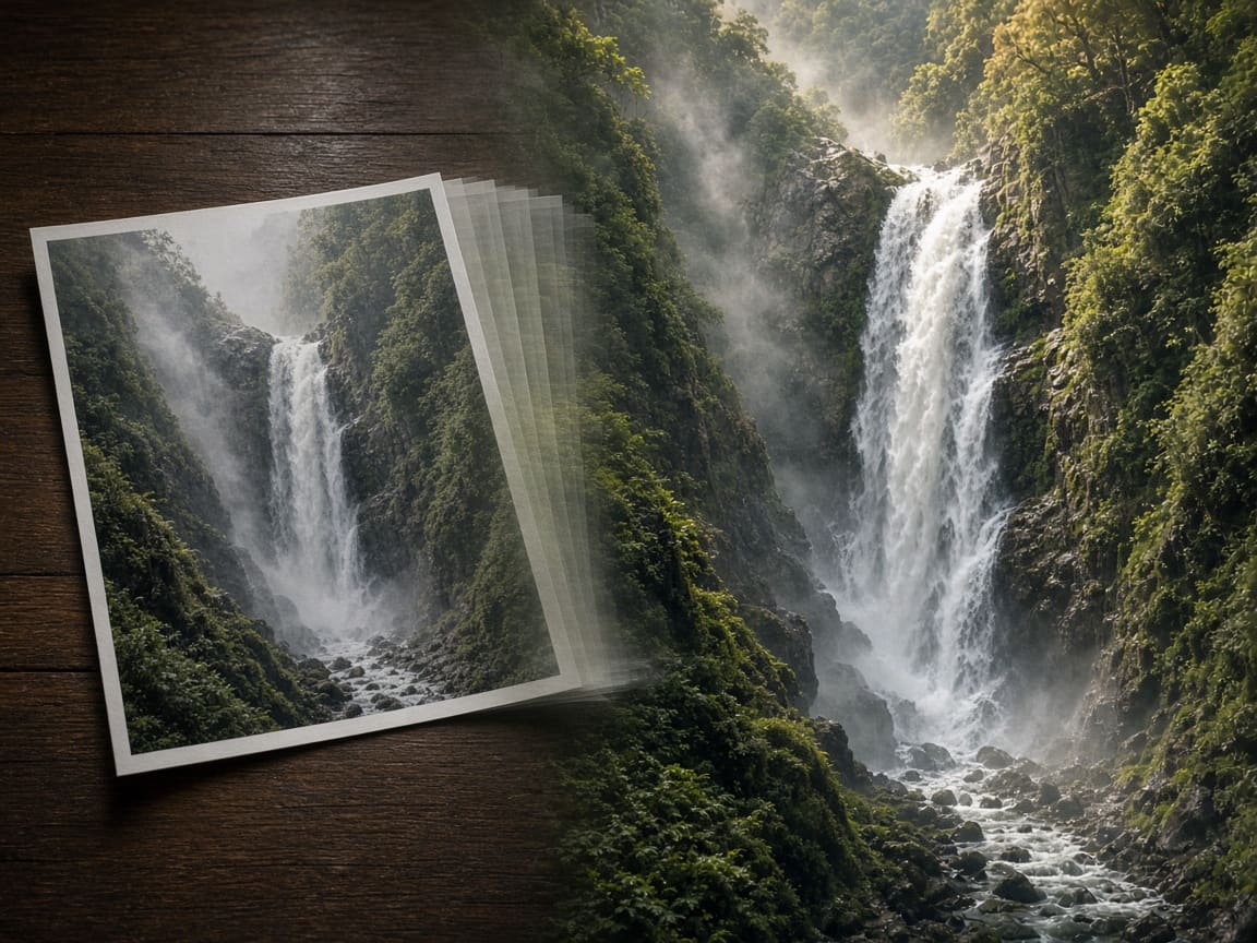 Waterfall photo animated into a video with Grok Imagine image to video